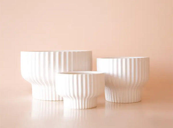 Presley Pedestal Pot - White